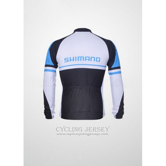 2011 Cycling Jersey Shimano Blue and White Long Sleeve and Bib Tight