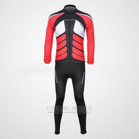 2011 Cycling Jersey Shimano White and Black Long Sleeve and Bib Tight
