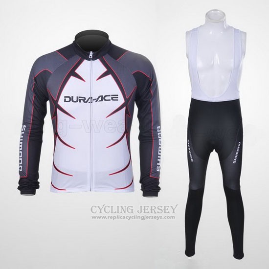 2011 Cycling Jersey Shimano White and Yellow Long Sleeve and Bib Tight