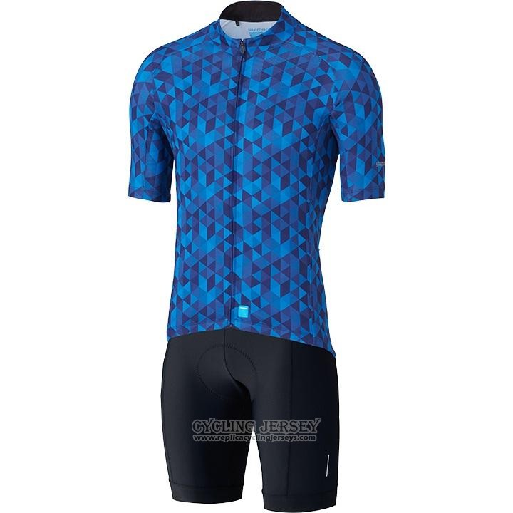 2020 Cycling Jersey Shimano Blue Short Sleeve And Bib Short(1)