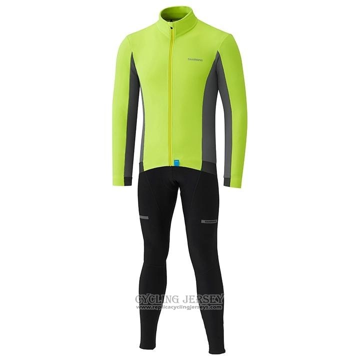2020 Cycling Jersey Shimano Yellow Gray Long Sleeve And Bib Tight