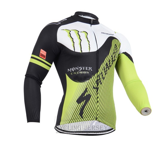 2014 Cycling Jersey Specialized Black and Green Long Sleeve and Bib Tight