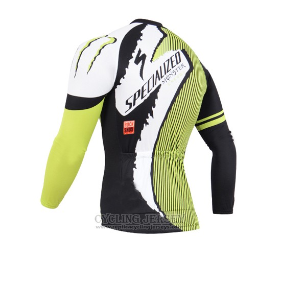 2014 Cycling Jersey Specialized Black and Green Long Sleeve and Bib Tight