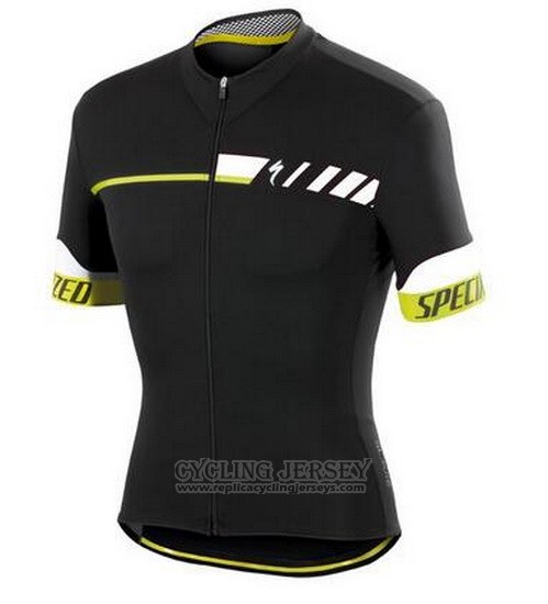 2015 Cycling Jersey Specialized Black and Yellow Short Sleeve and Bib Short
