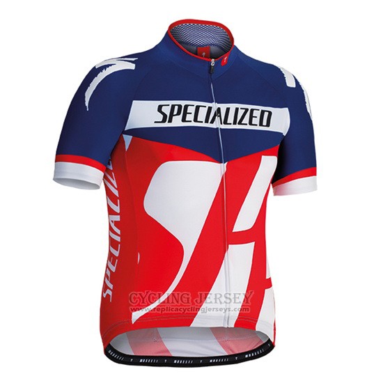 2016 Cycling Jersey Specialized Blue and Red Short Sleeve and Bib Short