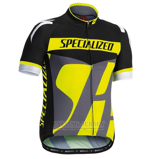 2016 Cycling Jersey Specialized Gray and Yellow Short Sleeve and Bib Short