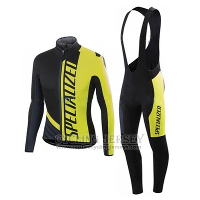 2016 Cycling Jersey Specialized Ml Black and Yellow Long Sleeve and Bib Tight
