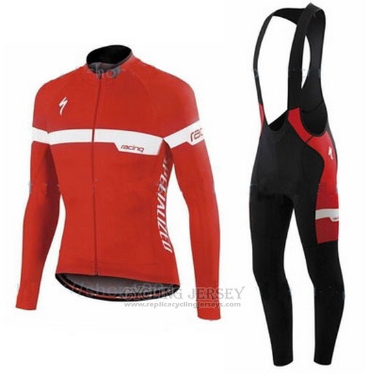 2016 Cycling Jersey Specialized Ml Red and White Long Sleeve and Bib Tight