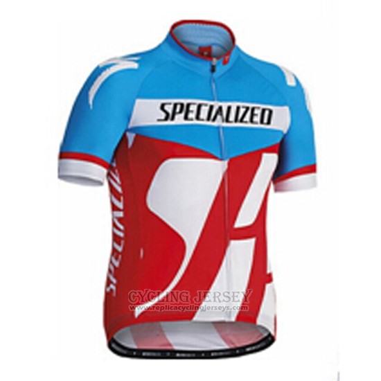 2016 Cycling Jersey Specialized Sky Blue and Red Short Sleeve and Bib Short