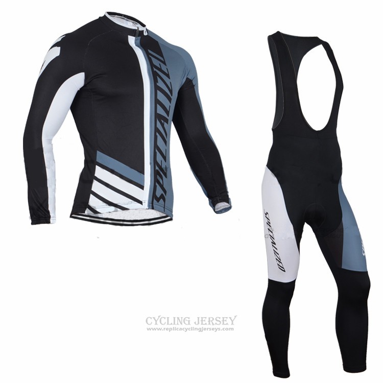 2016 Cycling Jersey Specialized White and Blue Long Sleeve and Bib Tight