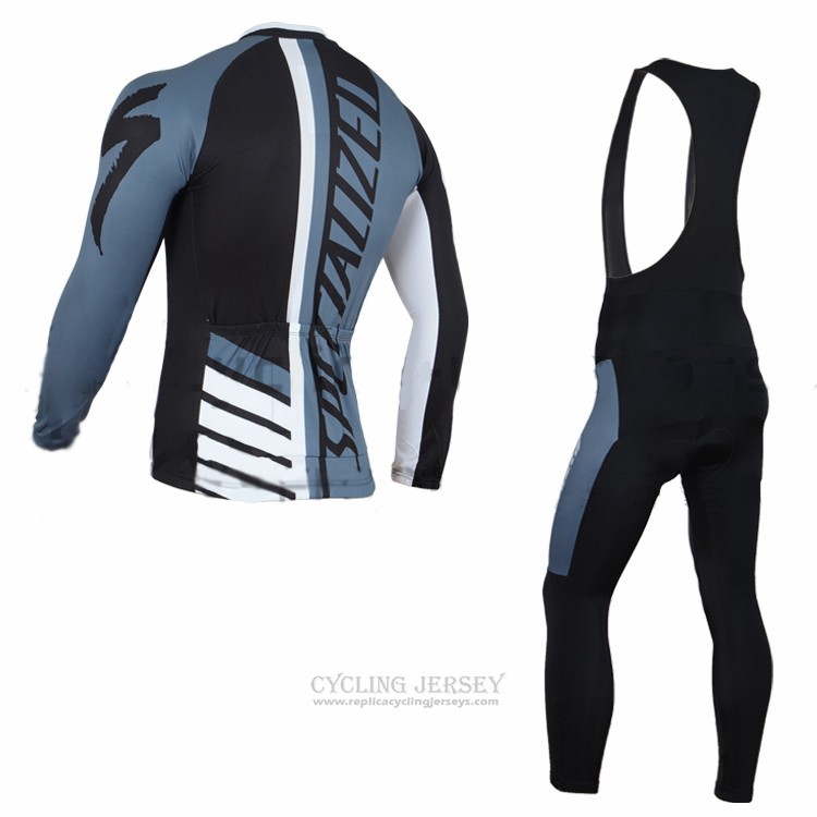 2016 Cycling Jersey Specialized White and Blue Long Sleeve and Bib Tight