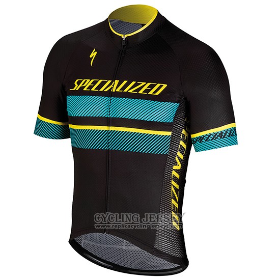 2018 Cycling Jersey Specialized Black Blue Yellow Short Sleeve And Bib Short