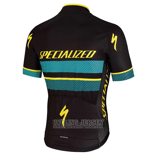 2018 Cycling Jersey Specialized Black Blue Yellow Short Sleeve And Bib Short