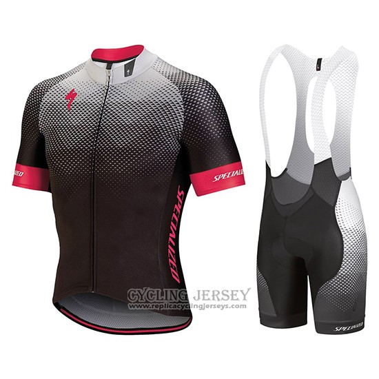 2018 Cycling Jersey Specialized Black Gray Pink Short Sleeve And Bib Short