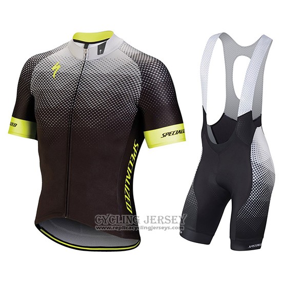 2018 Cycling Jersey Specialized Black Gray Yellow Short Sleeve And Bib Short