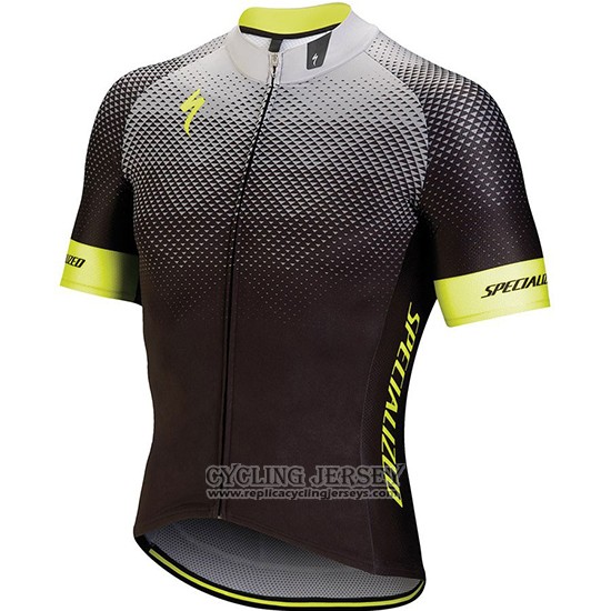 2018 Cycling Jersey Specialized Black Gray Yellow Short Sleeve And Bib Short
