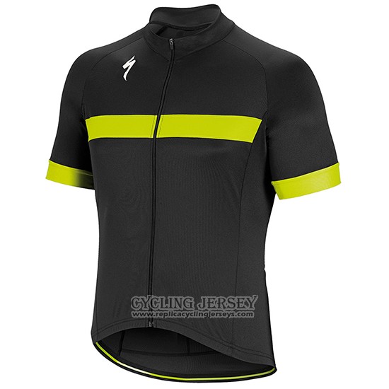 2018 Cycling Jersey Specialized Black White Yellow Short Sleeve And Bib Short