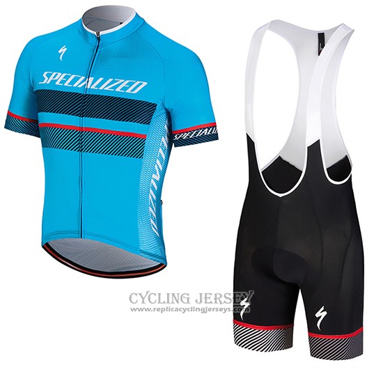 2018 Cycling Jersey Specialized Blue Black Red Short Sleeve And Bib Short