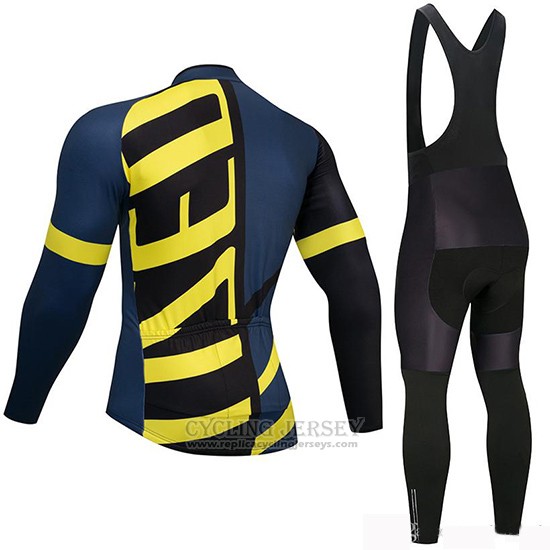 2019 Cycling Jersey Specialized Black Blue Yellow Long Sleeve and Bib Tight