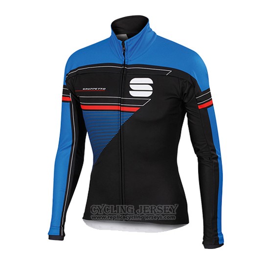 2016 Cycling Jersey Sportful Black and Blue Long Sleeve and Bib Tight