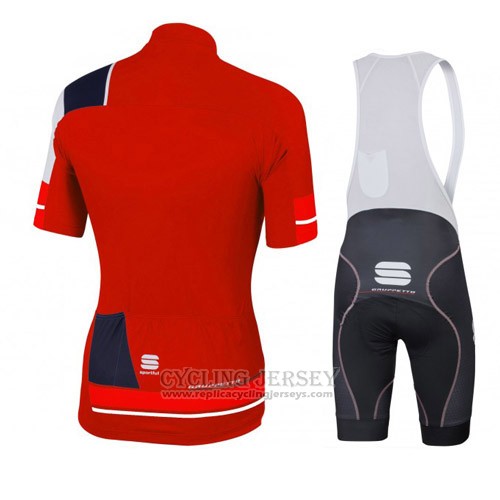 2016 Cycling Jersey Sportful Black and Red Short Sleeve and Bib Short