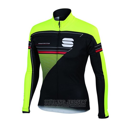 2016 Cycling Jersey Sportful Green and Black Long Sleeve and Bib Tight