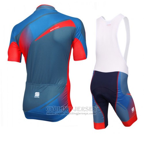 2016 Cycling Jersey Sportful Red and Blue Short Sleeve and Bib Short