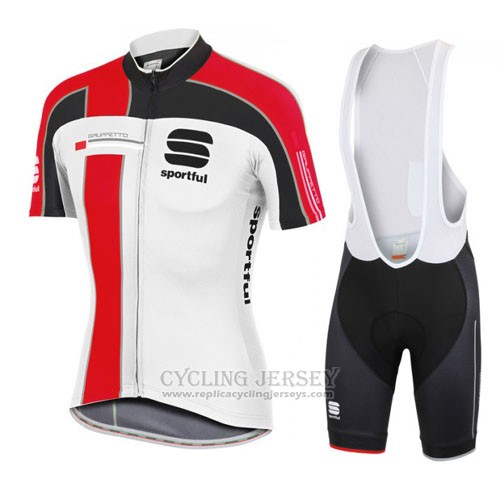 2016 Cycling Jersey Sportful Red and White Short Sleeve and Bib Short