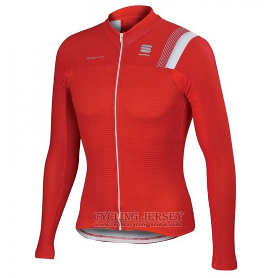 2016 Cycling Jersey Sportful White and Red Long Sleeve and Bib Tight