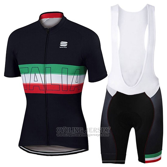 2017 Cycling Jersey Sportful Black Short Sleeve and Bib Short