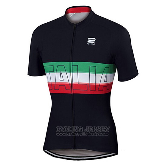 2017 Cycling Jersey Sportful Black Short Sleeve and Bib Short