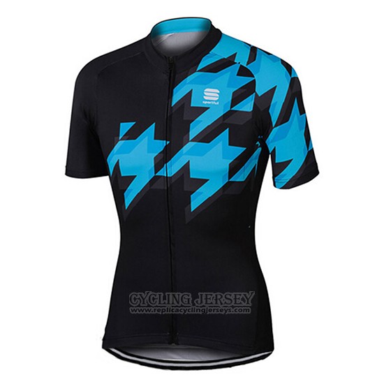 2017 Cycling Jersey Sportful Black and Blue Short Sleeve and Bib Short