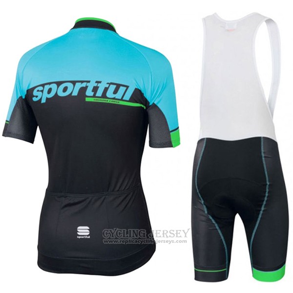 2017 Cycling Jersey Sportful Sc Light Blue and Black Short Sleeve and Bib Short