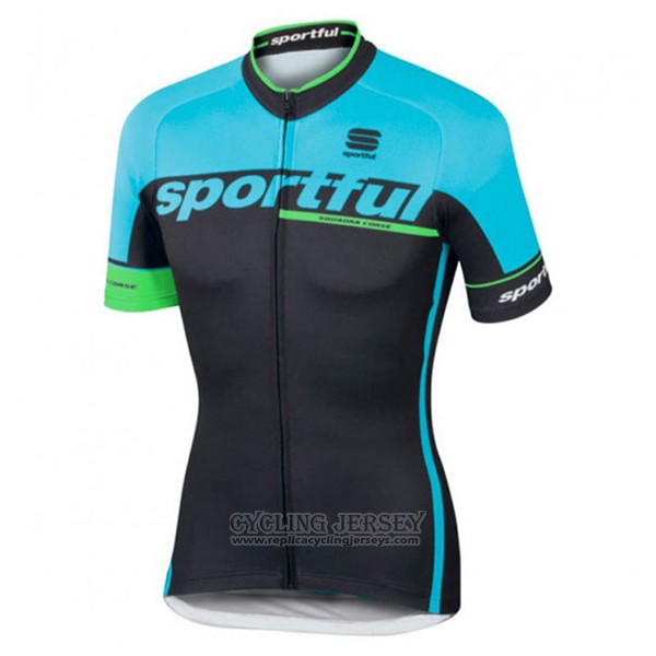 2017 Cycling Jersey Sportful Sc Light Blue and Black Short Sleeve and Bib Short