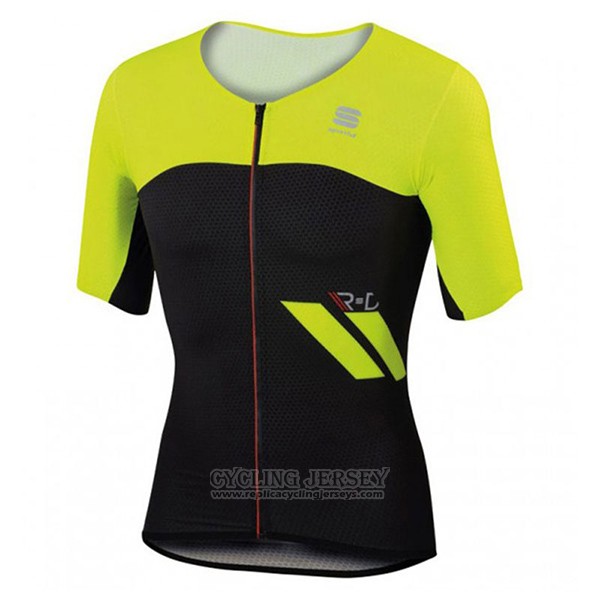 2017 Cycling Jersey Sportful Yellow and Black Short Sleeve and Bib Short