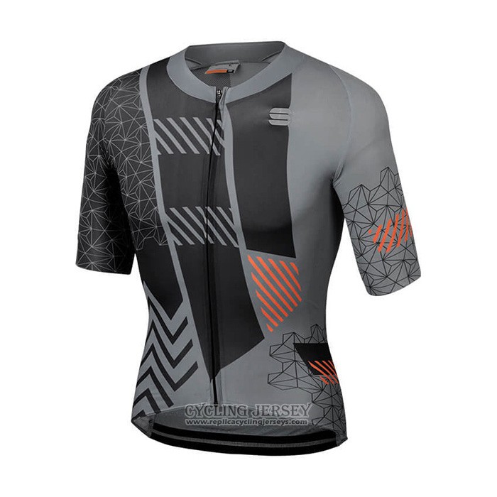 2021 Cycling Jersey Sportful Black Gray Orange Short Sleeve And Bib Short
