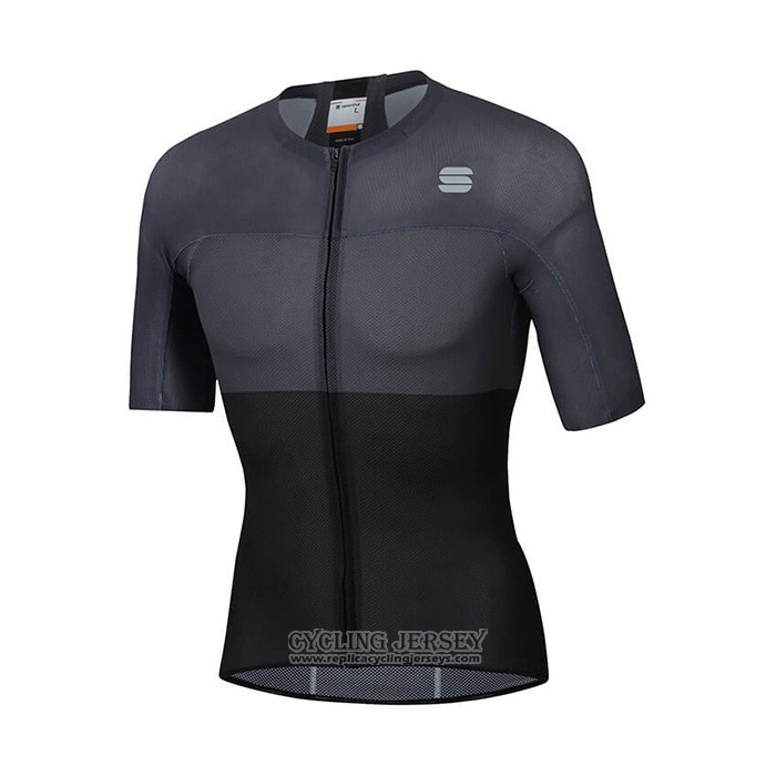 2021 Cycling Jersey Sportful Black Gray Short Sleeve And Bib Short