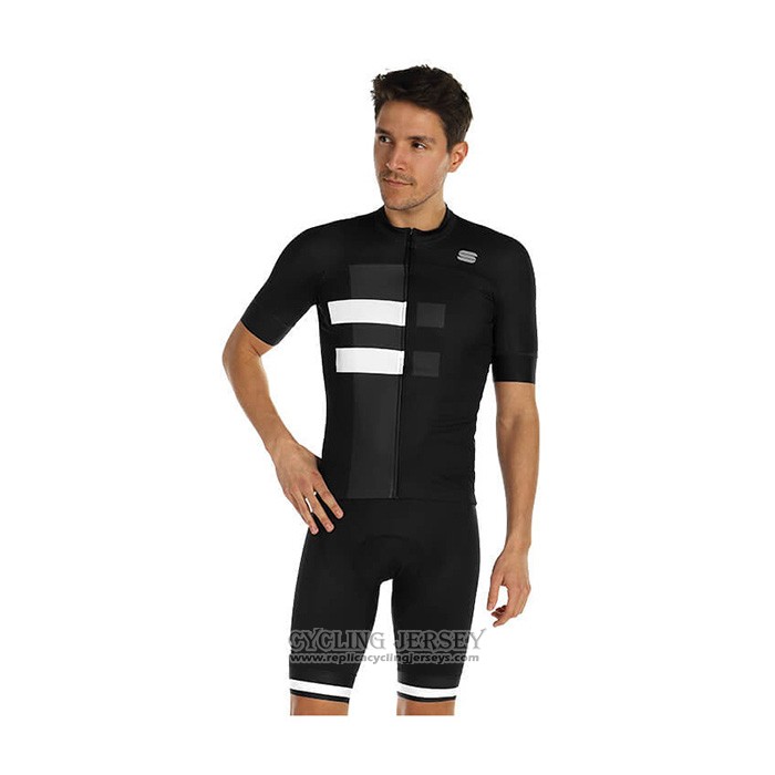 2021 Cycling Jersey Sportful Black White Short Sleeve And Bib Short
