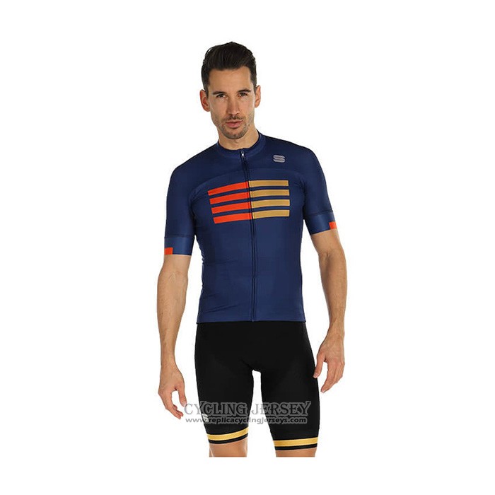 2021 Cycling Jersey Sportful Blue Short Sleeve And Bib Short