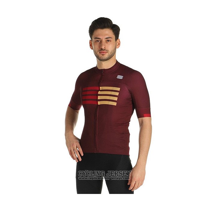 2021 Cycling Jersey Sportful Dark Red Short Sleeve And Bib Short