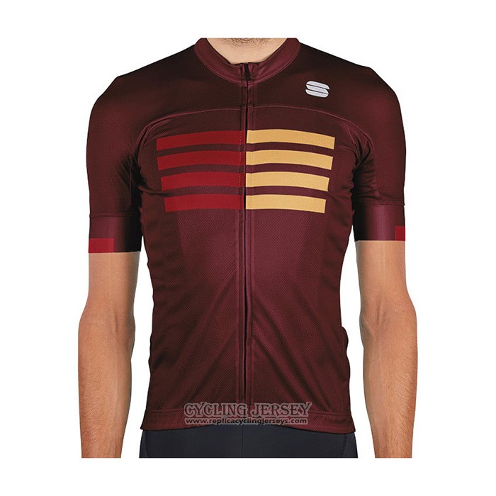 2021 Cycling Jersey Sportful Dark Red Short Sleeve And Bib Short