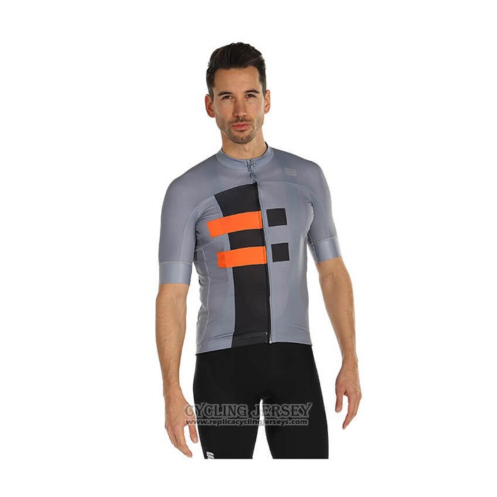 2021 Cycling Jersey Sportful Gray Orange Short Sleeve And Bib Short
