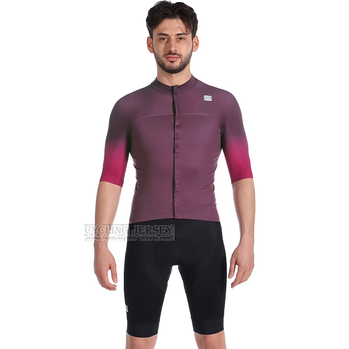 2023 Cycling Jersey Sportful Deep Purple Short Sleeve and Bib Short