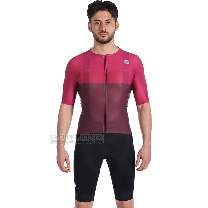 2023 Cycling Jersey Sportful Light Purple Short Sleeve and Bib Short