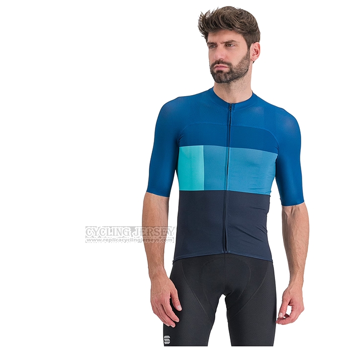 2023 Cycling Jersey Sportful Light Sky Blue Short Sleeve and Bib Short