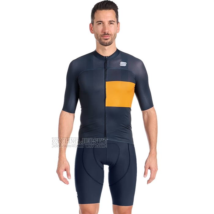 2023 Cycling Jersey Sportful Orange Blue Short Sleeve and Bib Short
