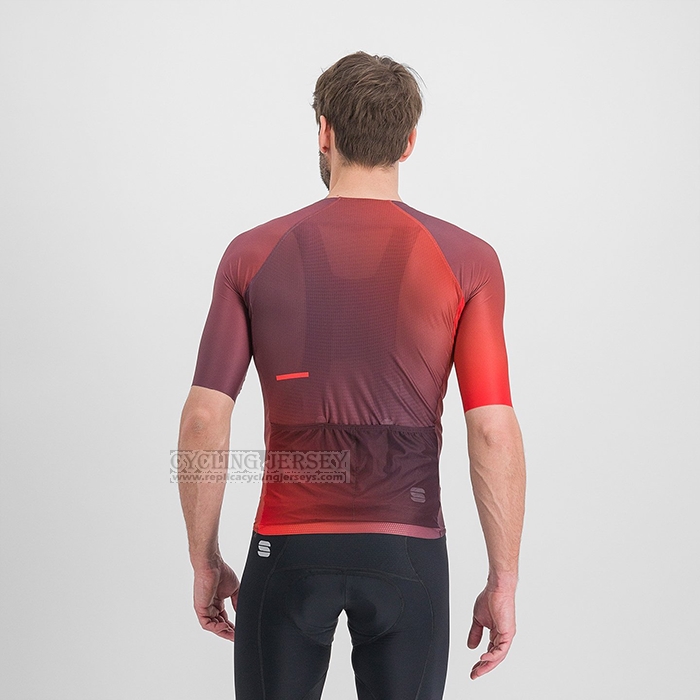 2023 Cycling Jersey Sportful Orange Red Short Sleeve and Bib Short