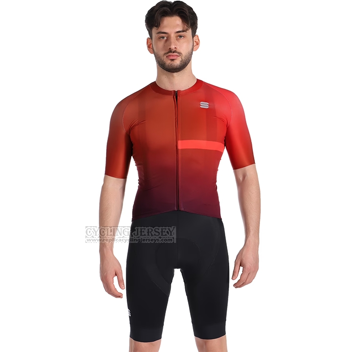 2023 Cycling Jersey Sportful Red Short Sleeve and Bib Short