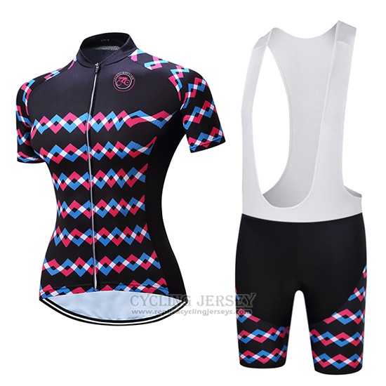 2019 Cycling Jersey Women Teleyi Purple Black Short Sleeve and Bib Short