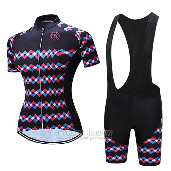 2019 Cycling Jersey Women Teleyi Purple Black Short Sleeve and Bib Short